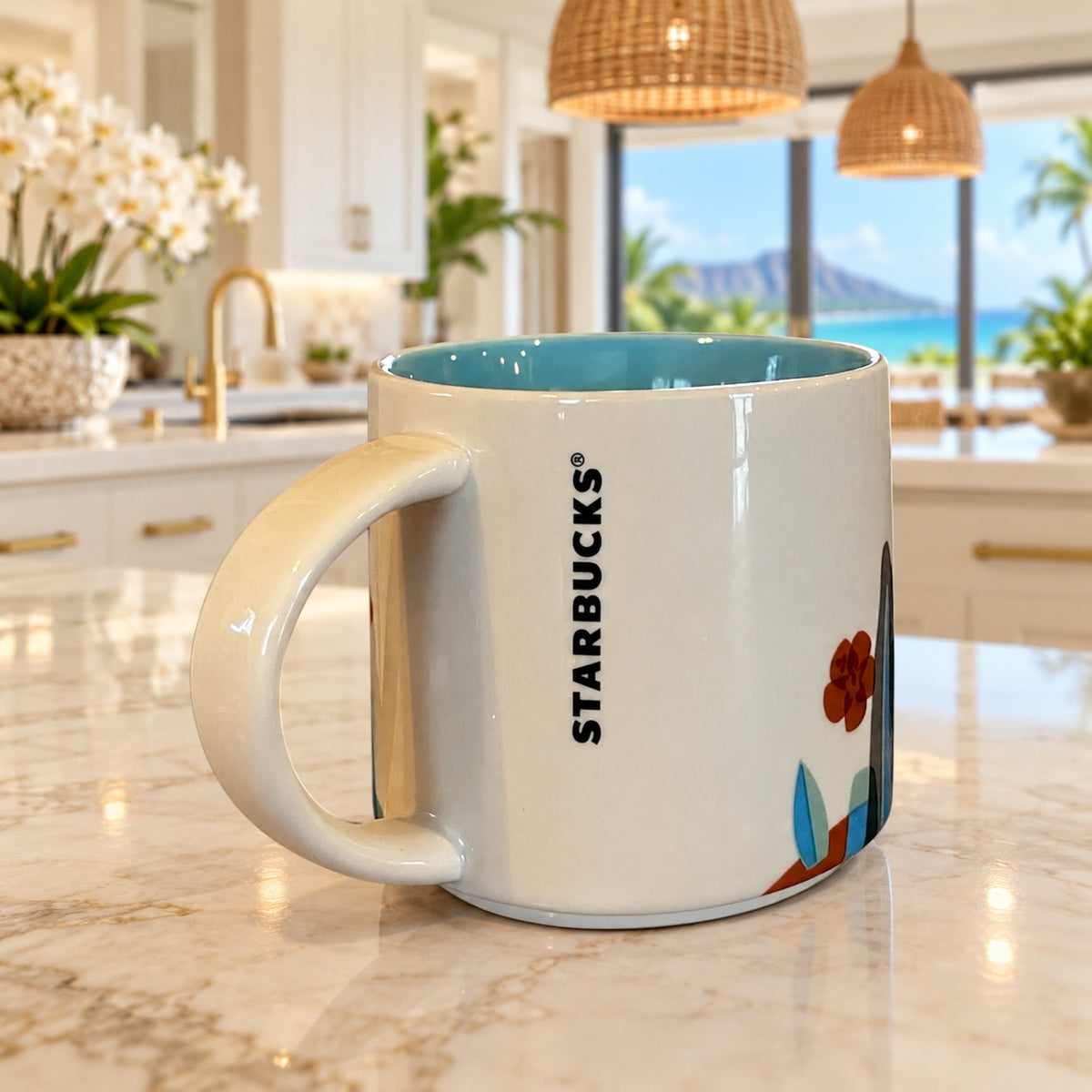 Starbucks Hawaii You Are Here Mug 14oz Coffee Cup Tropical Island