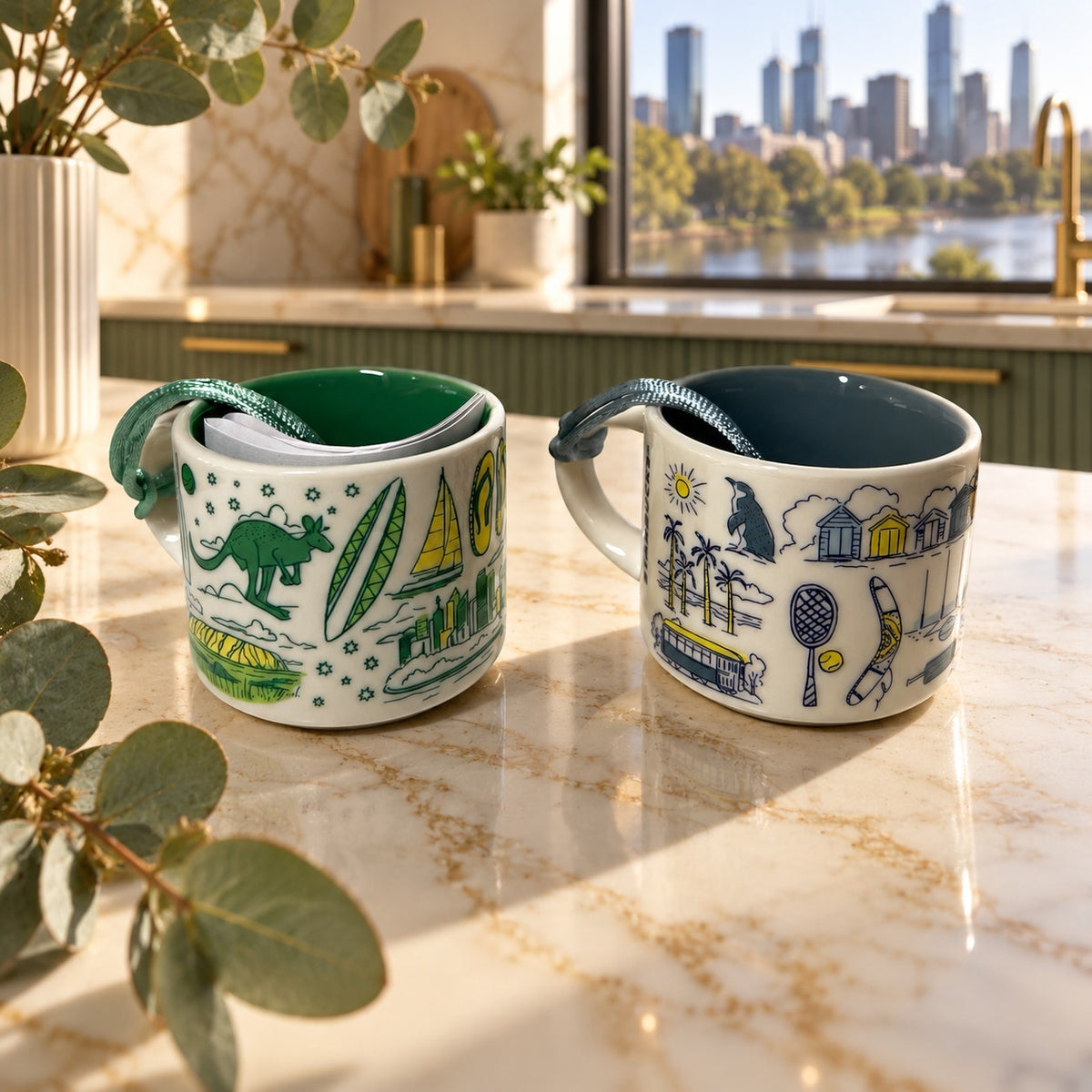 Starbucks Melbourne Australia 2oz Espresso Cup Set of 2 NWT
