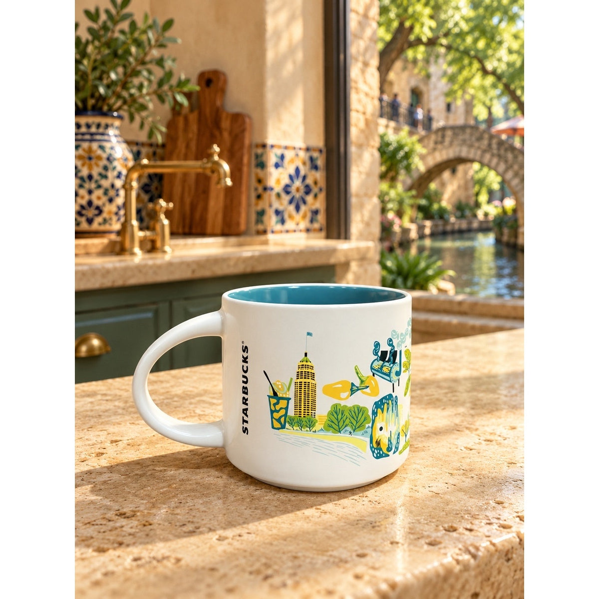 Starbucks San Antonio Discovery Series Mug 14 oz Teal Interior