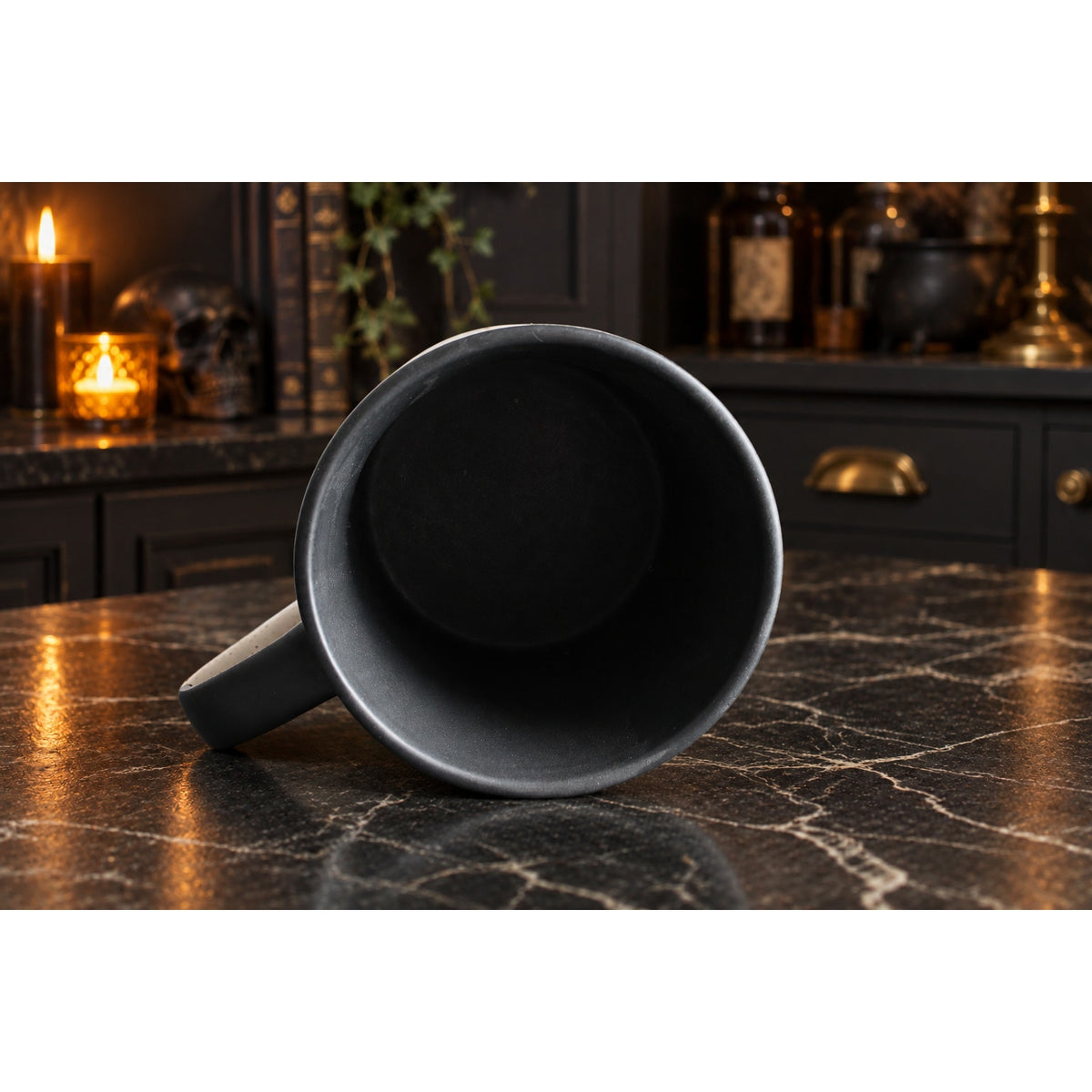Cobwebs & Cauldrons Halloween Graveyard Mug Pumpkin Black Cat
