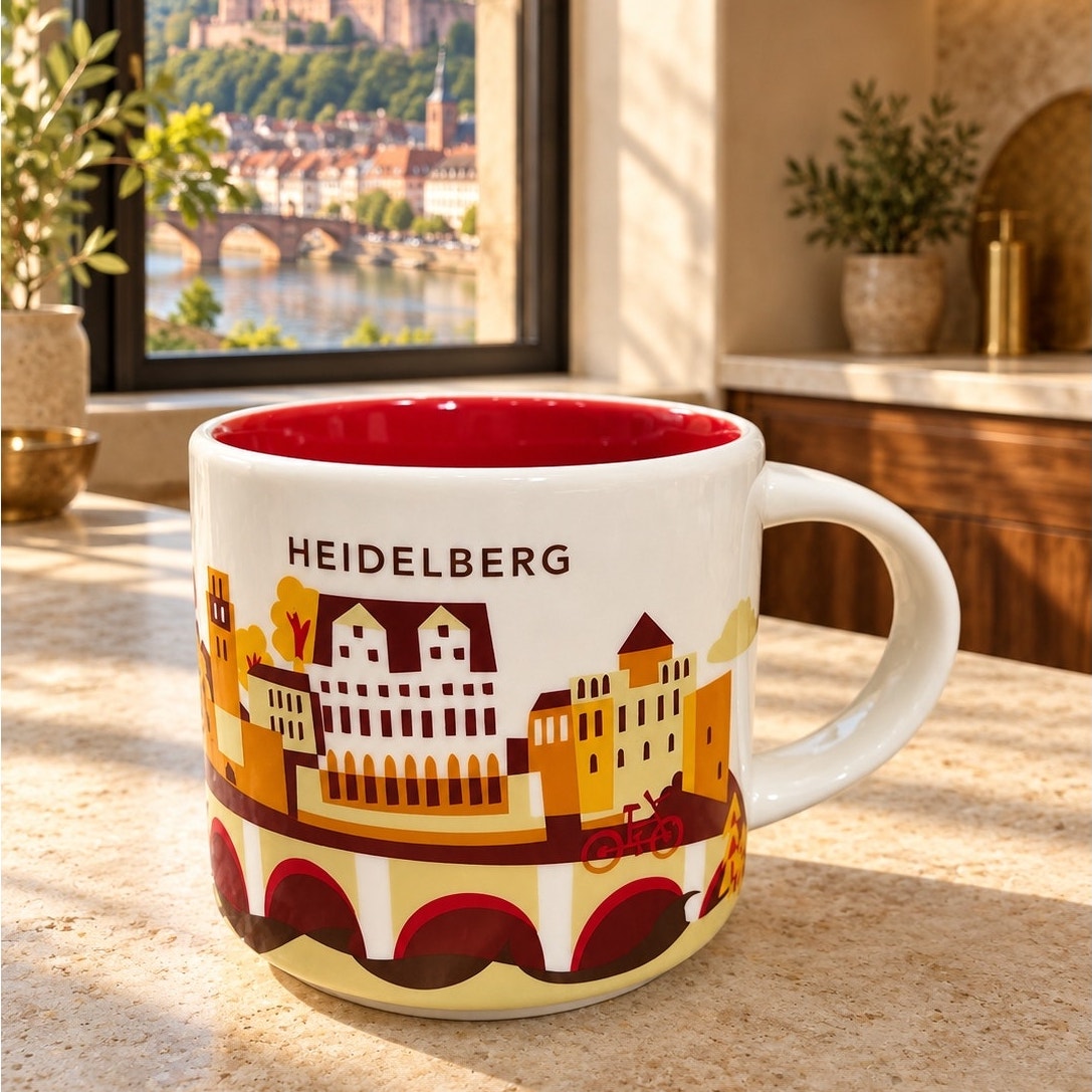 Starbucks Heidelberg Germany You Are Here Mug 14 oz Red Interior