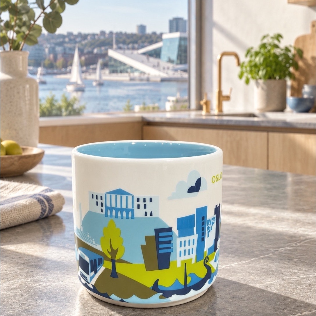 Starbucks Oslo You Are Here Series Mug 14 oz Blue Interior Staining