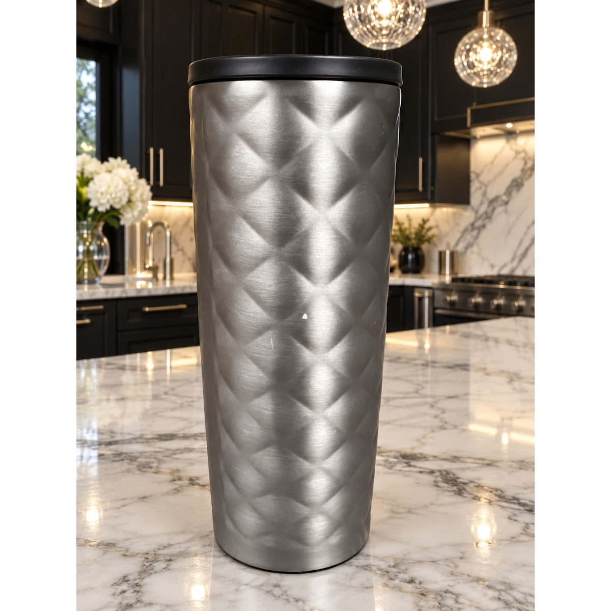 Starbucks Soft Touch Silver Quilted Stainless Tumbler 16 Oz 2015