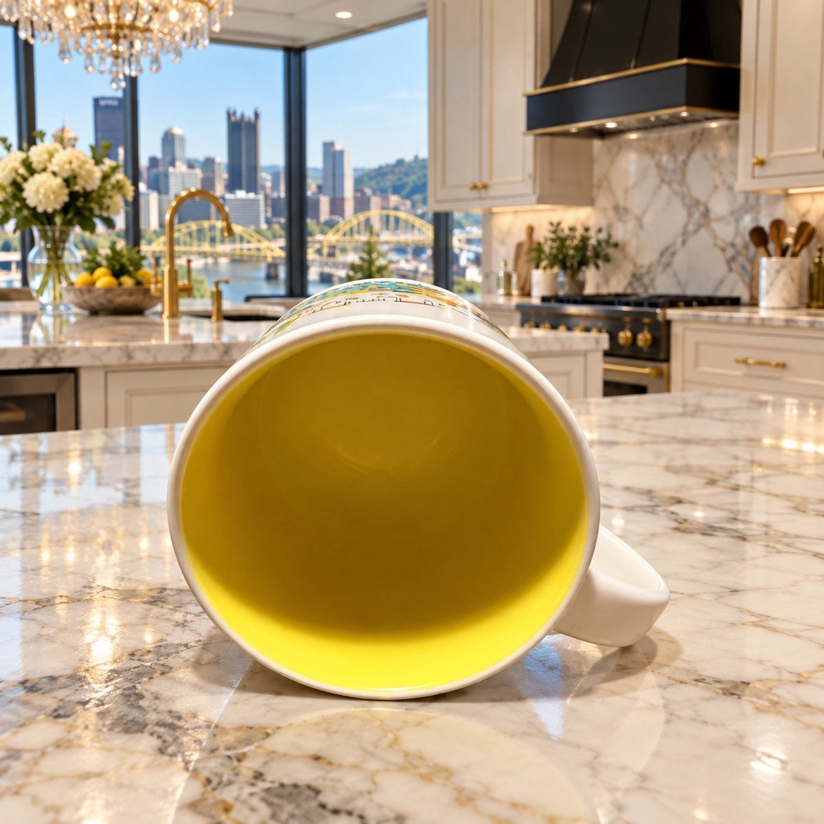 Starbucks Pittsburgh Discovery Series Mug Yellow Interior Read Condition