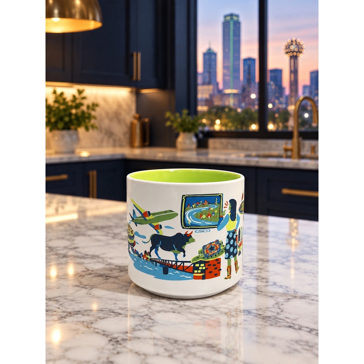 Starbucks Dallas Discovery Series Mug 14 oz Green Interior