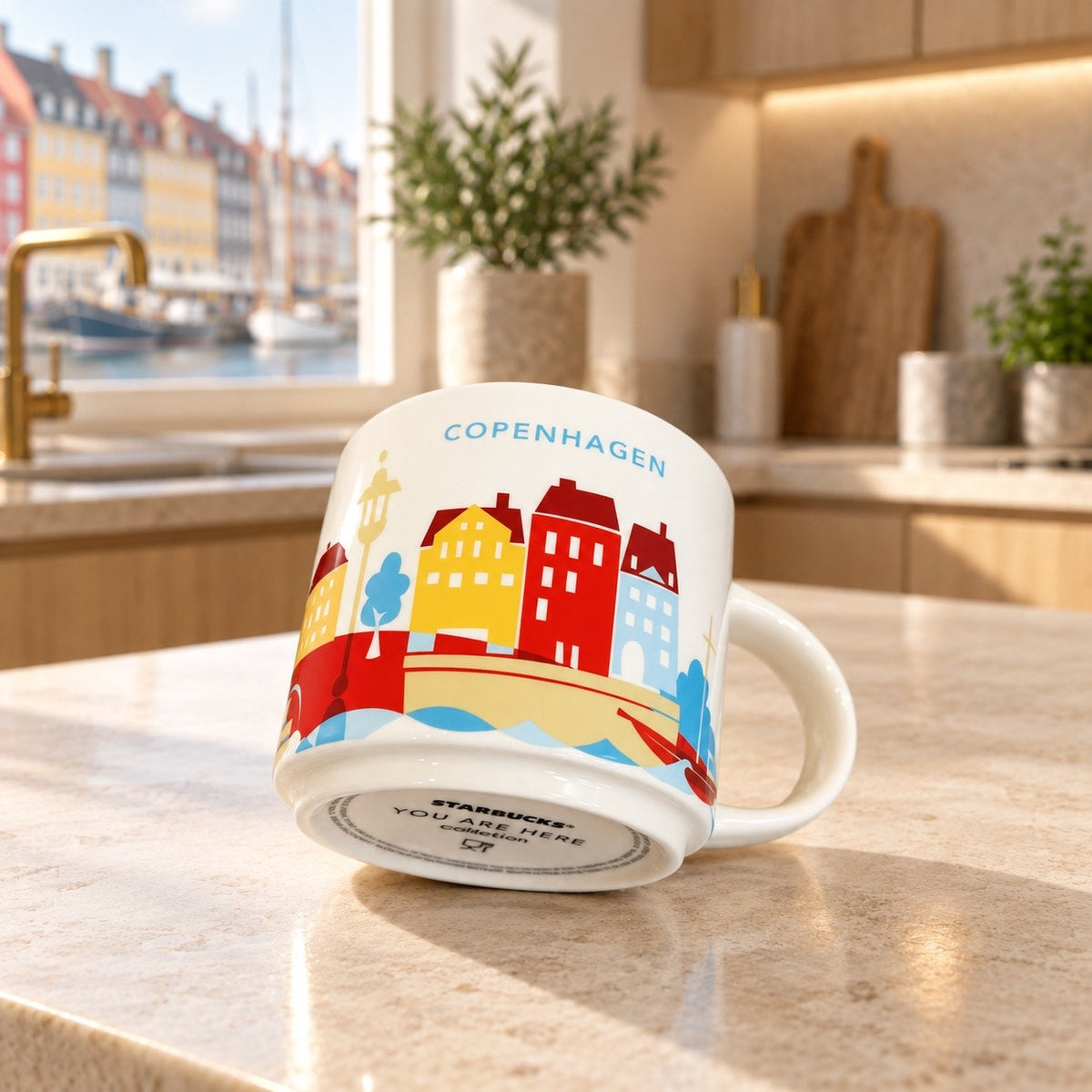 Starbucks Copenhagen You Are Here Mug 14 Oz Denmark Yellow Interior YAH