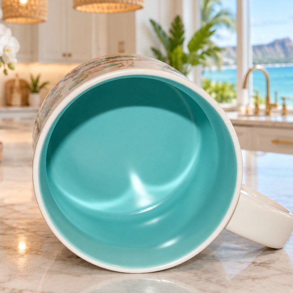 Starbucks Honolulu Hawaii Discovery Series 14 oz Mug Aqua Interior Coffee Cup