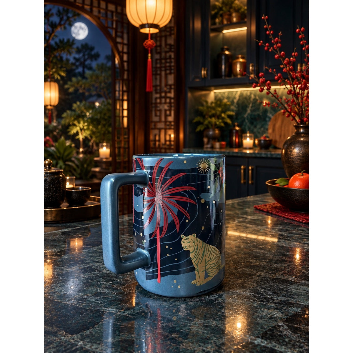 Starbucks Reserve Fable Tiger Bird Black Gold Ceramic Mug 12 Oz 2021