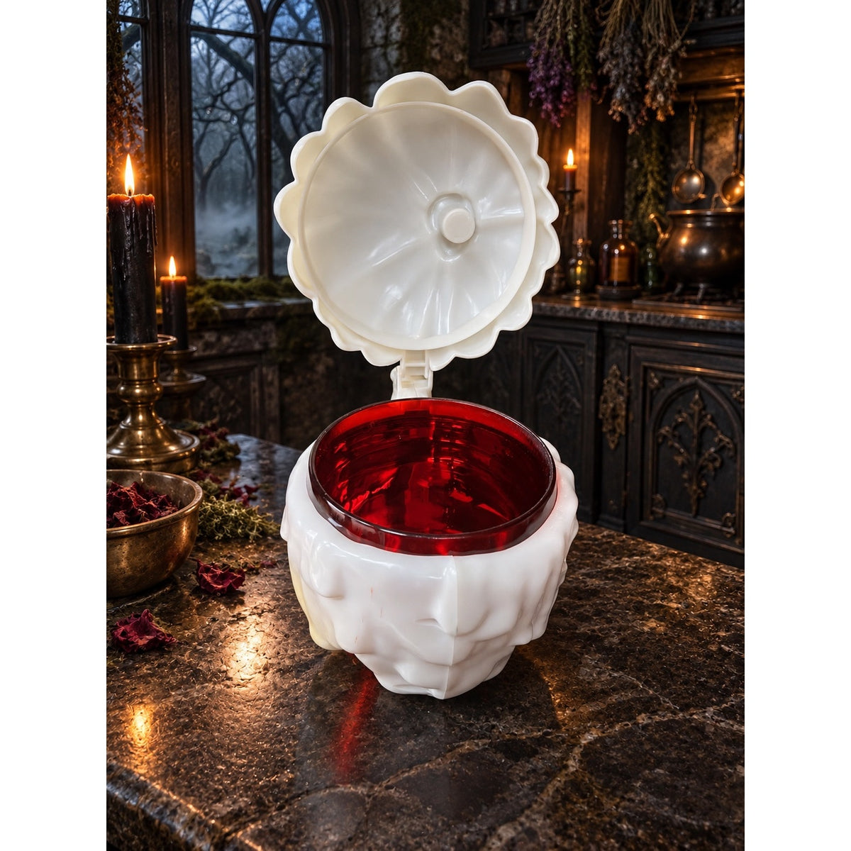 Disney Parks Snow White Evil Queen Poison Apple Skull Mug With Lid