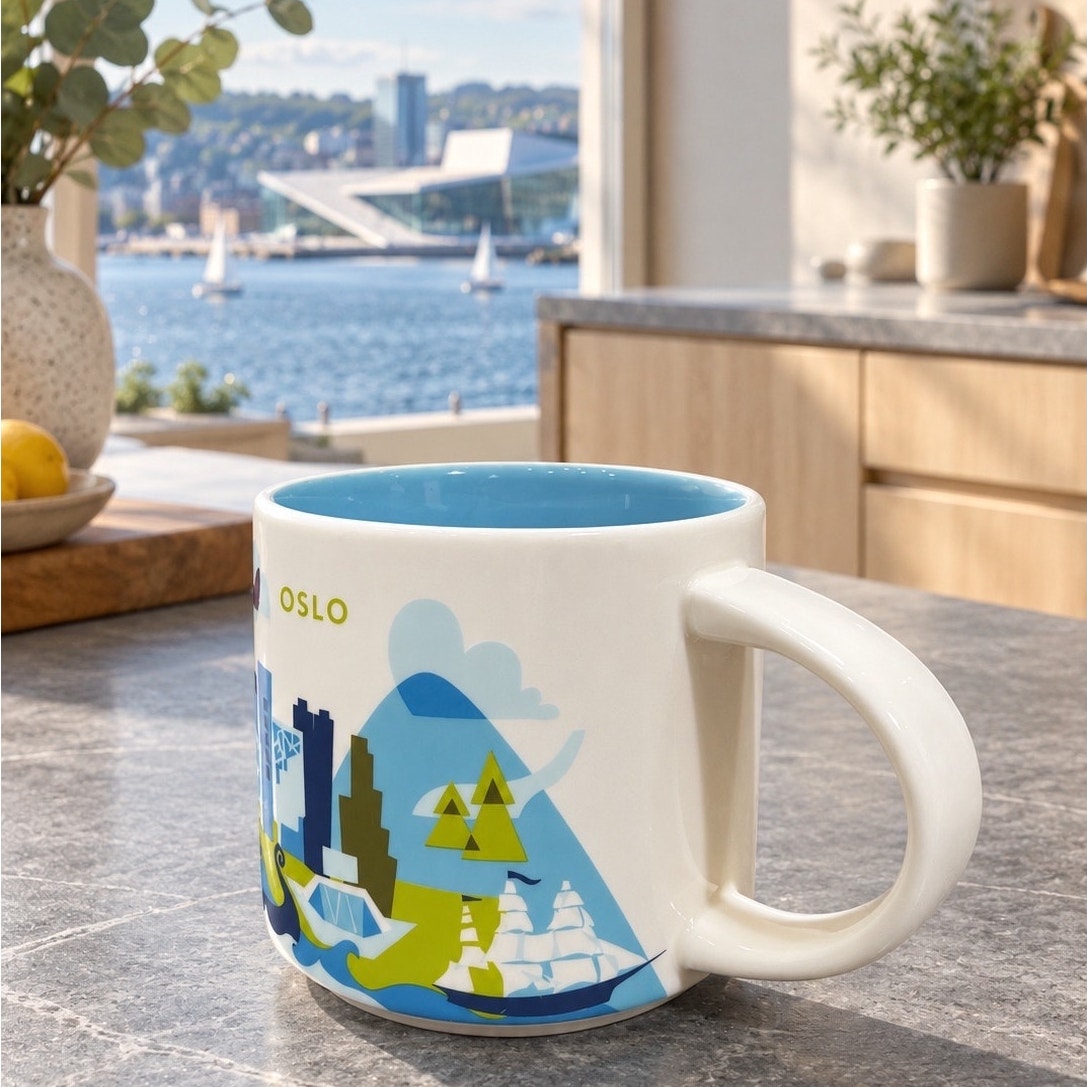 Starbucks Oslo You Are Here Series Mug 14 oz Blue Interior Staining