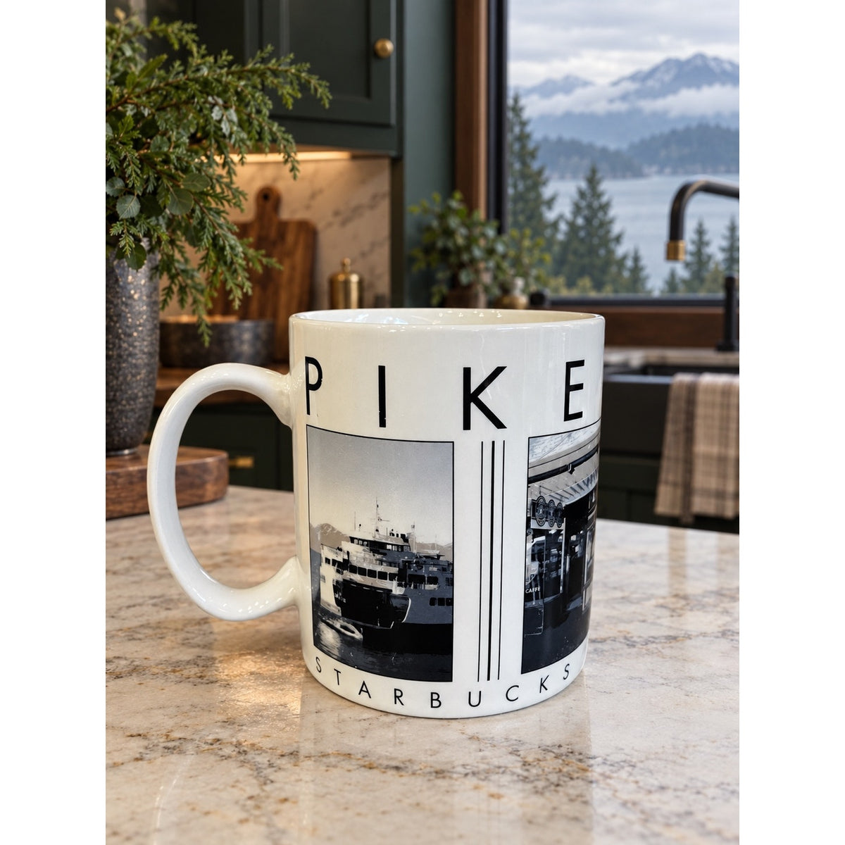 Starbucks Pike Place City Scenes Barista Mug 2003 Seattle Ferry Market