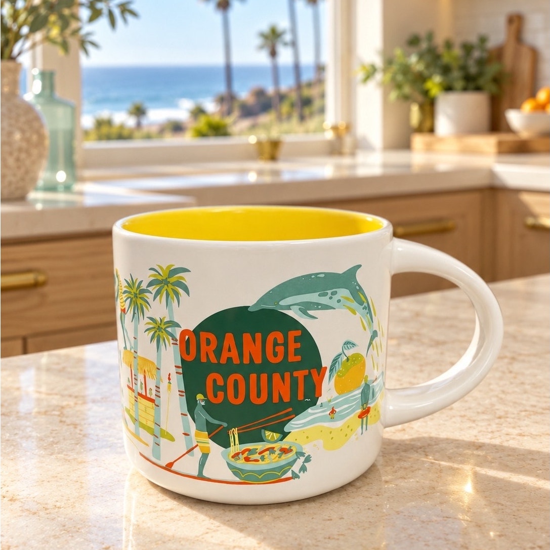 Starbucks Orange County Discovery Series Mug 14 oz Yellow Interior