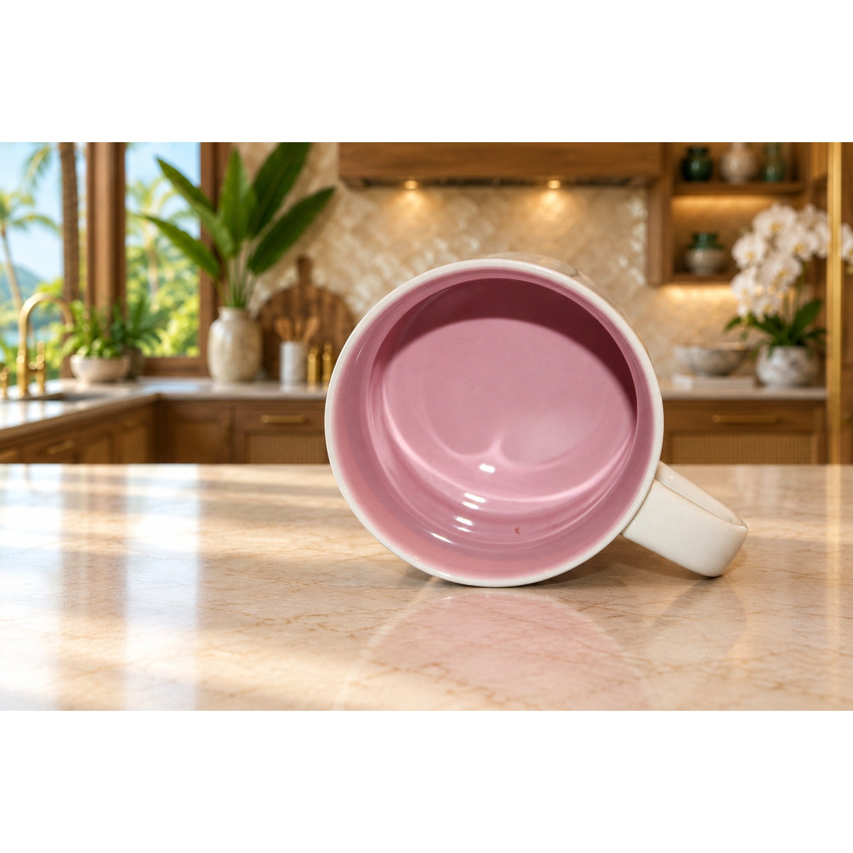 Starbucks Philippines Been There Series Mug Pink Interior Gold Accents 14 oz