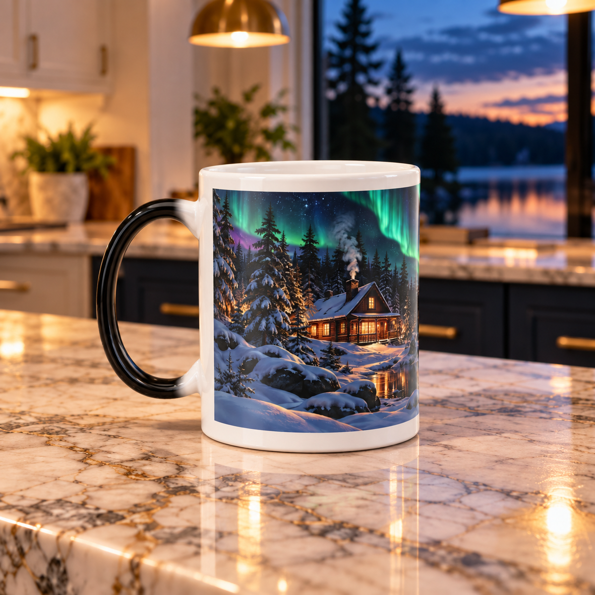 Northern Lights Color-Changing Mug — Aurora Cabin 11oz