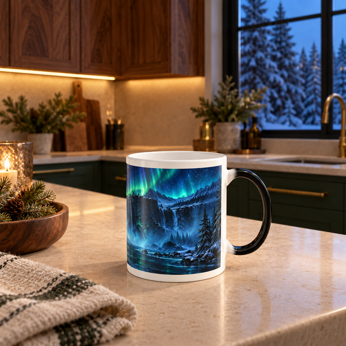 Color-Changing Mug — Northern Lights Waterfall 11oz