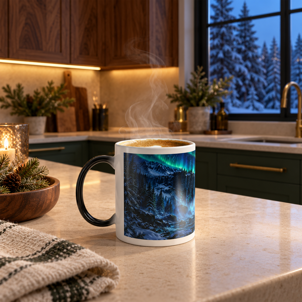 Color-Changing Mug — Northern Lights Waterfall 11oz