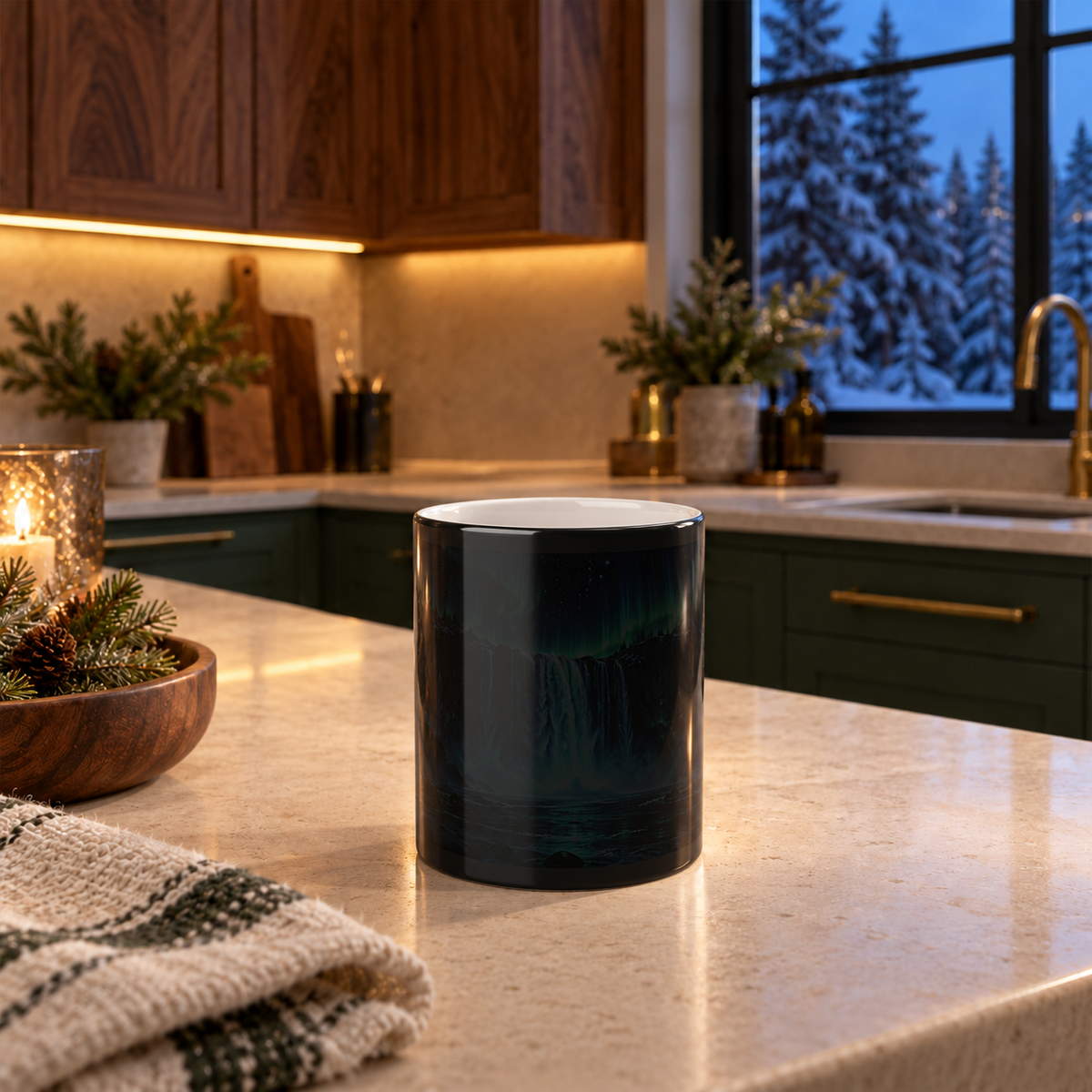 Color-Changing Mug — Northern Lights Waterfall 11oz