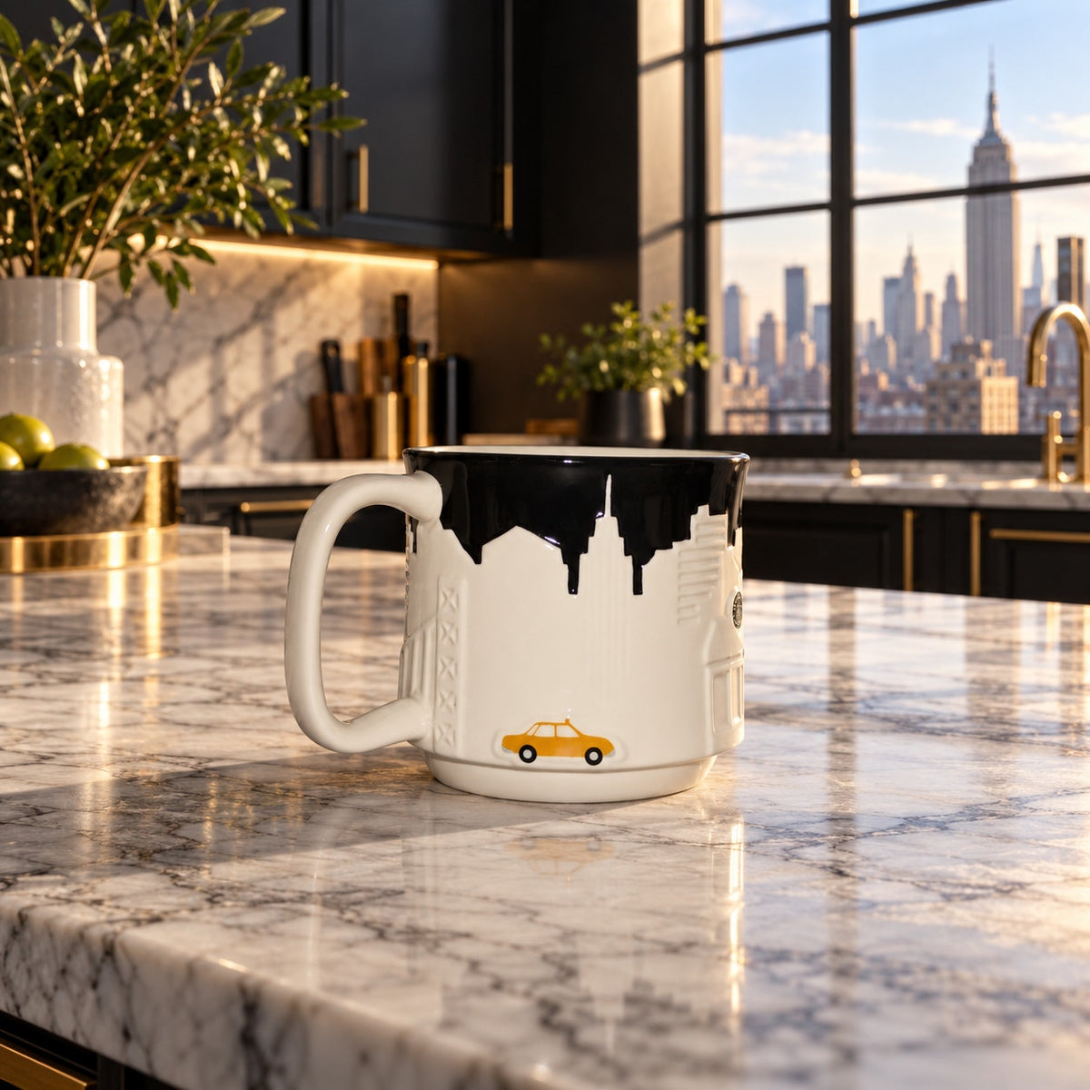Starbucks New York City Skyline 3D Taxi Bone China Collectors Series Mug