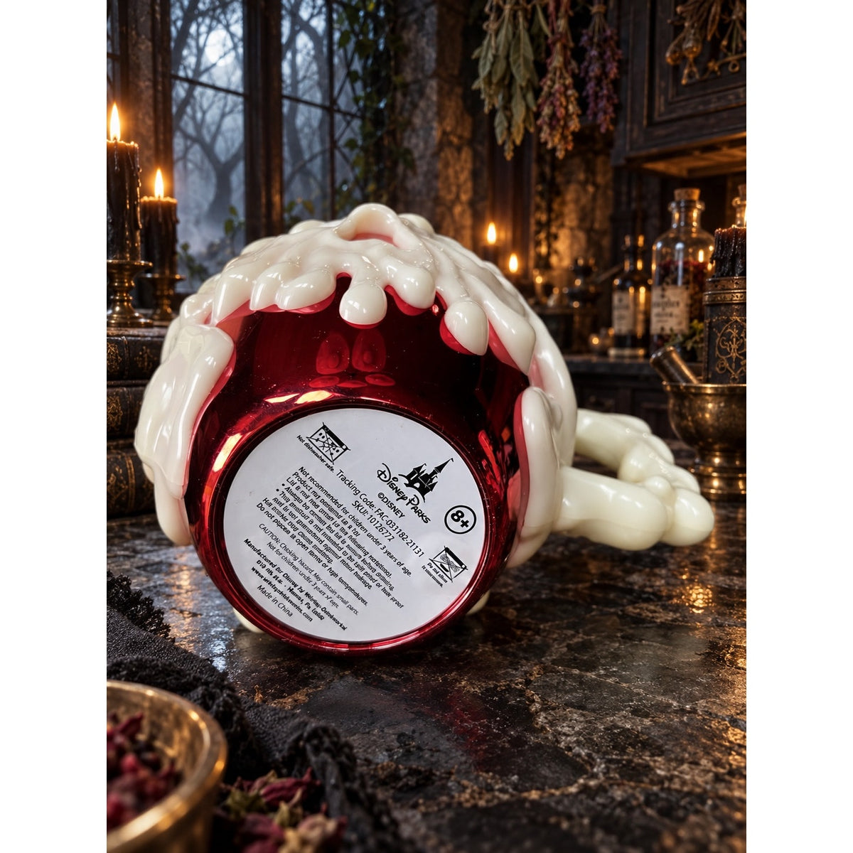 Disney Parks Snow White Evil Queen Poison Apple Skull Mug With Lid