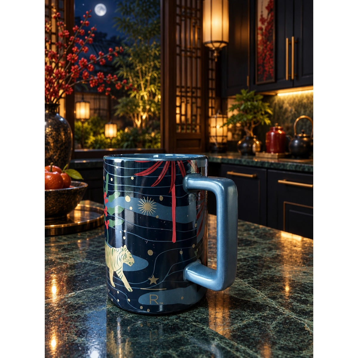 Starbucks Reserve Fable Tiger Bird Black Gold Ceramic Mug 12 Oz 2021