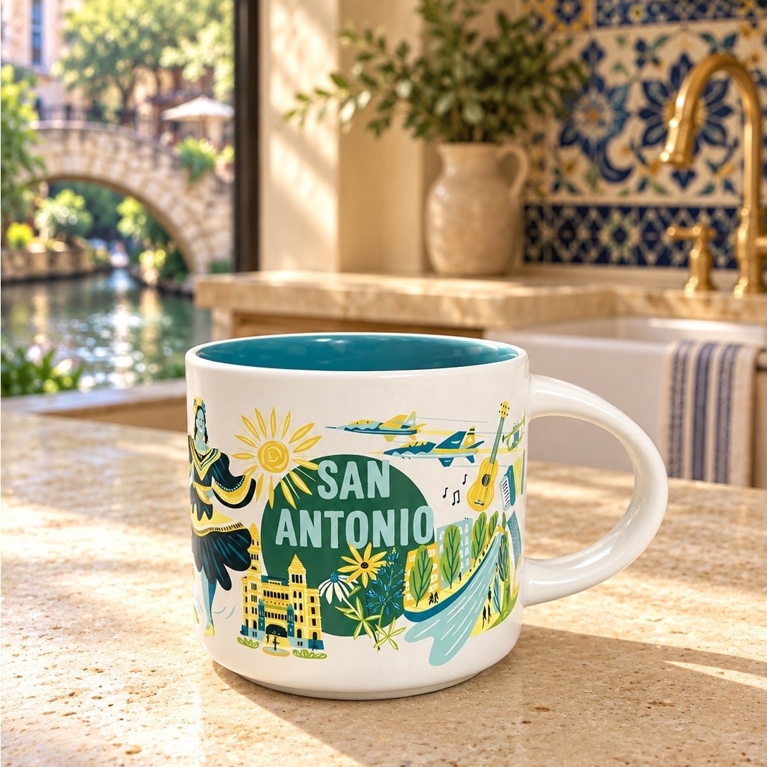 Starbucks San Antonio Discovery Series Mug 14 oz Teal Interior