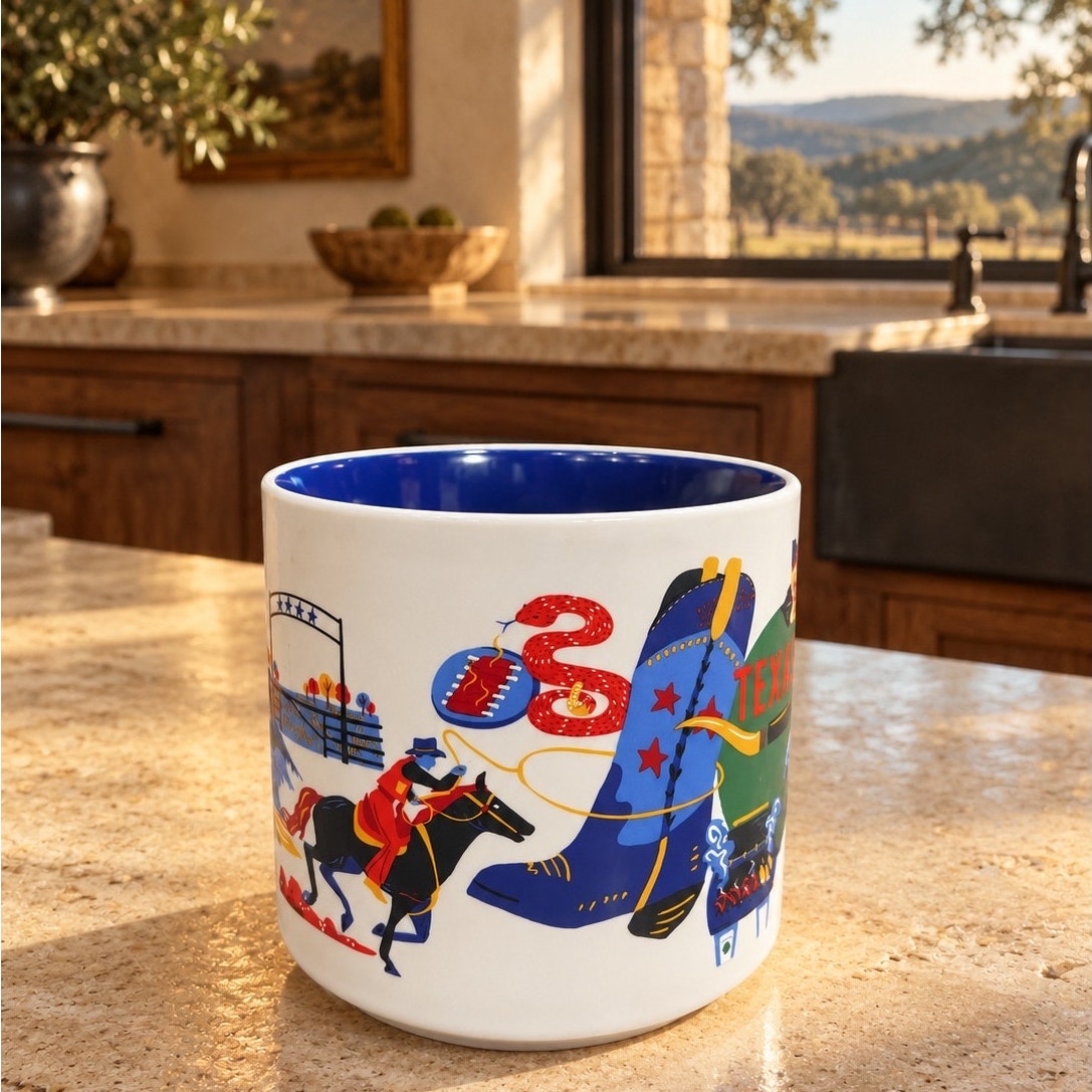 Starbucks Texas Discovery Series Mug 14 oz Cobalt Blue Interior