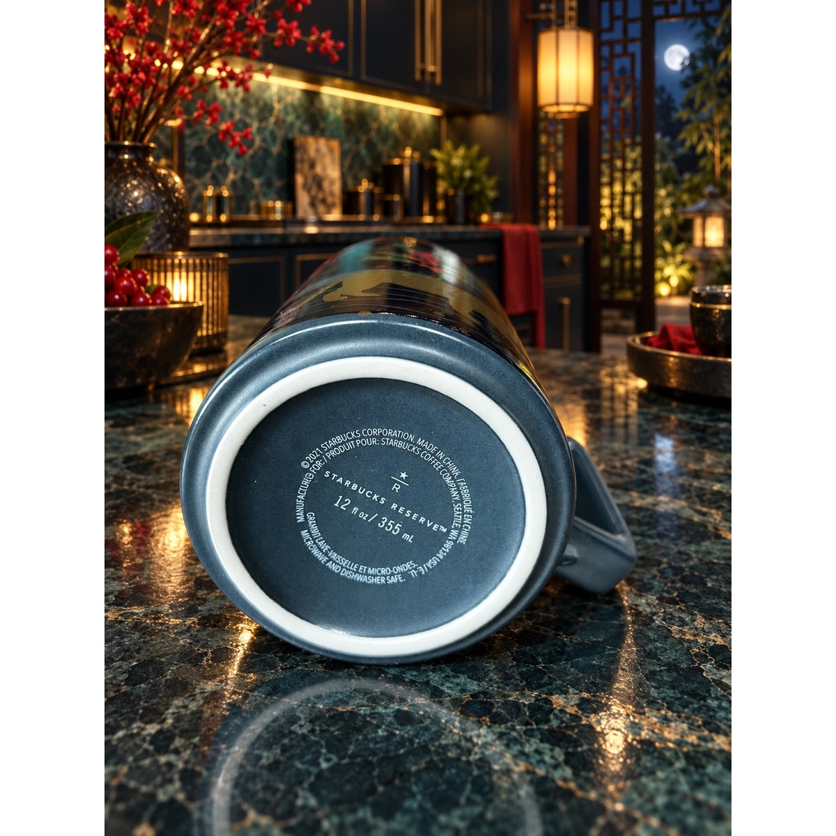 Starbucks Reserve Fable Tiger Bird Black Gold Ceramic Mug 12 Oz 2021