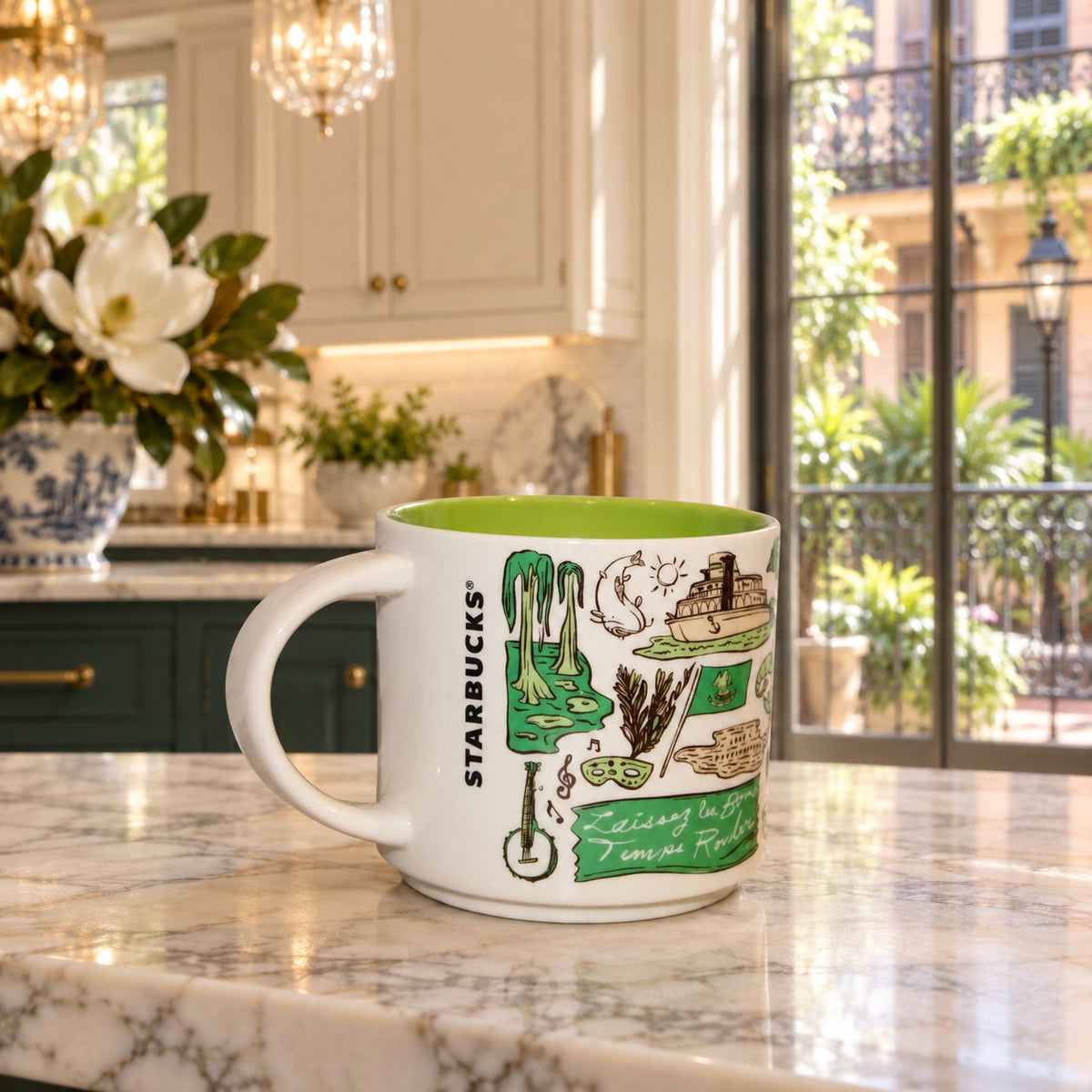 Starbucks Louisiana Been There Series Green Interior 14 oz Coffee Mug
