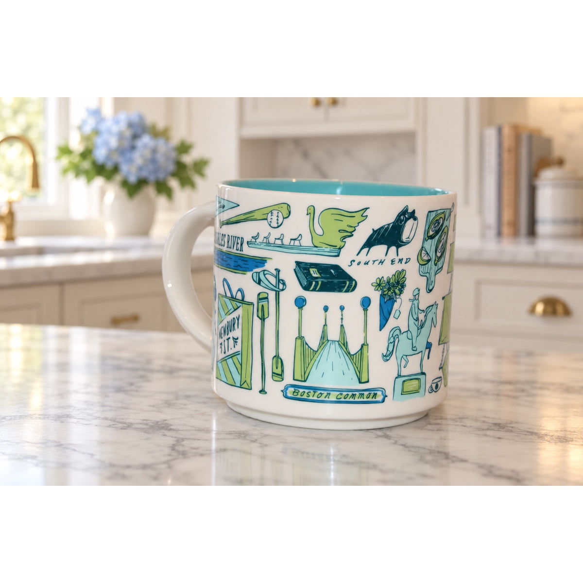 Starbucks Boston Been There Series 14 oz Mug Aqua Interior Massachusetts EUC