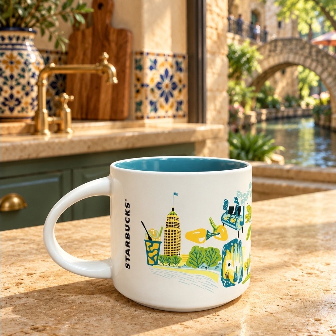 Starbucks San Antonio Discovery Series Mug 14 oz Teal Interior