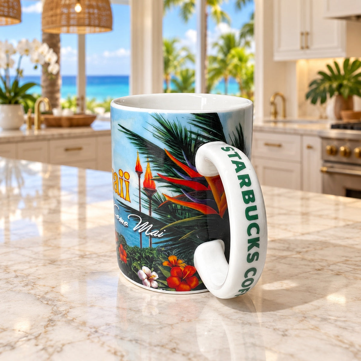 Starbucks Hawaii E Komo Mai Mug 14oz  Hula Girl Tropical EUC