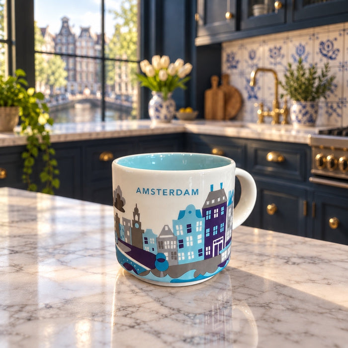 Starbucks Amsterdam You Are Here Mug 14 Oz Netherlands Aqua Interior YAH