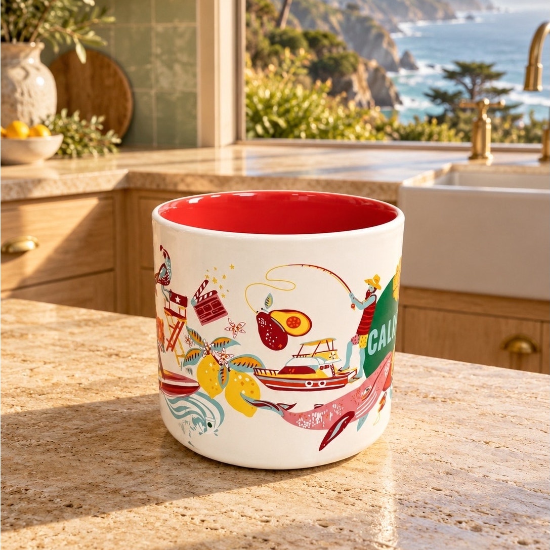 Starbucks California Discovery Series Mug 14 oz Red Interior EUC
