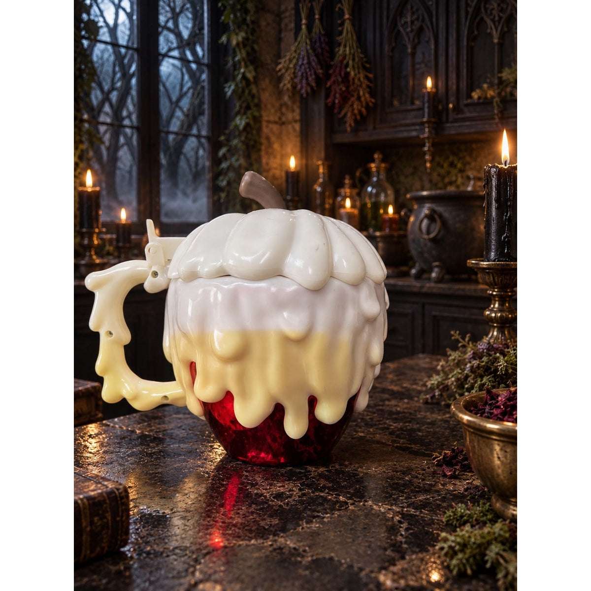 Disney Parks Snow White Evil Queen Poison Apple Skull Mug With Lid