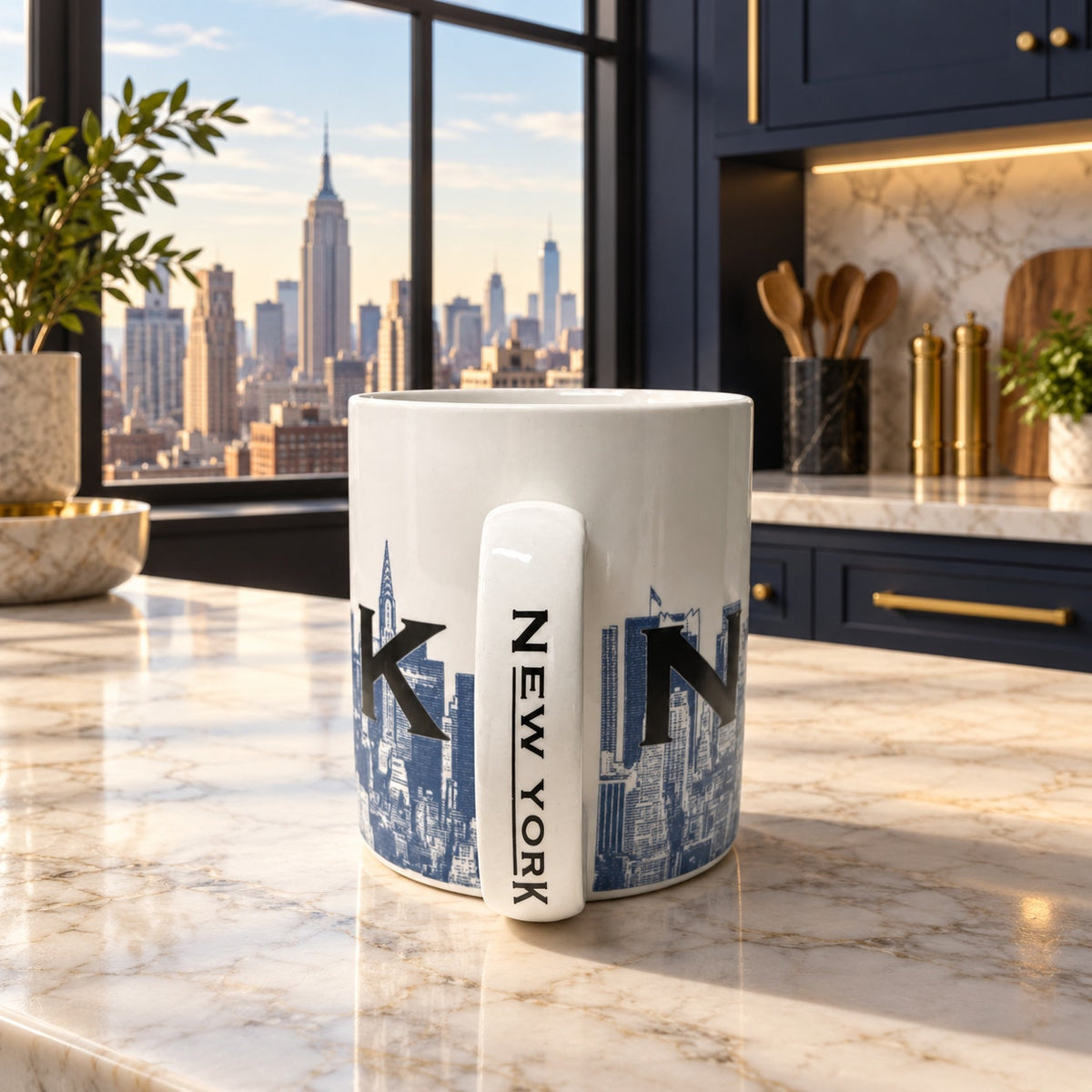 STARBUCKS 2002 New York City Skyline Mug Big Apple Barista Coffee Cup EUC