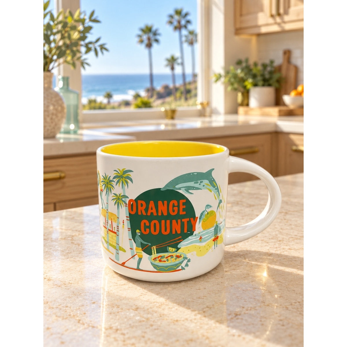 Starbucks Orange County Discovery Series Mug 14 oz Yellow Interior