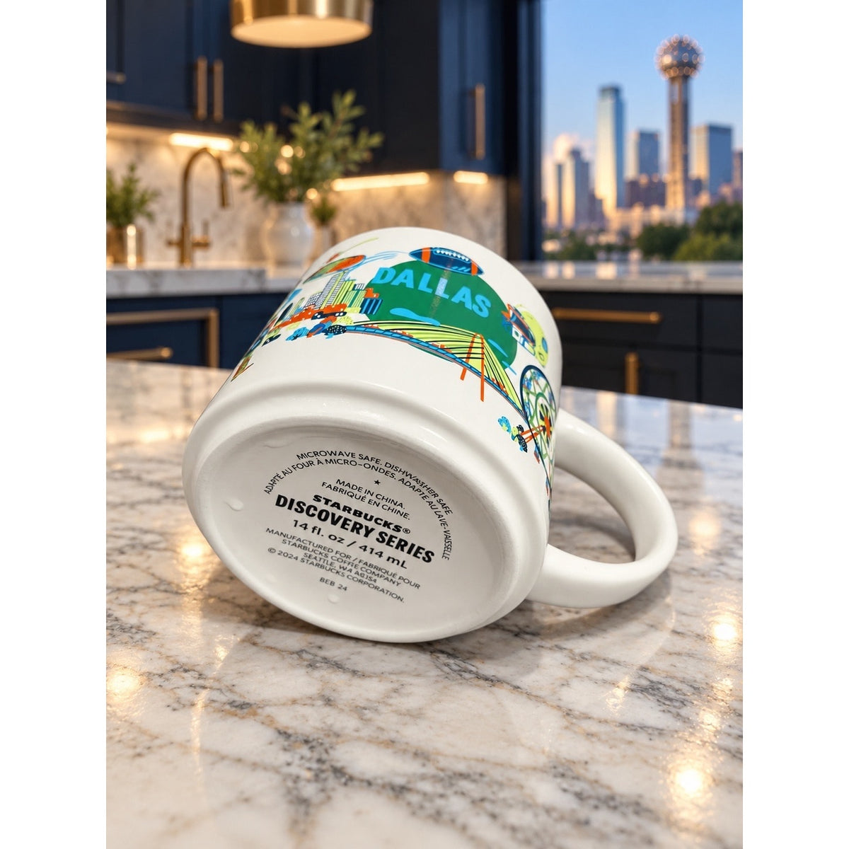 Starbucks Dallas Discovery Series Mug 14 oz Green Interior