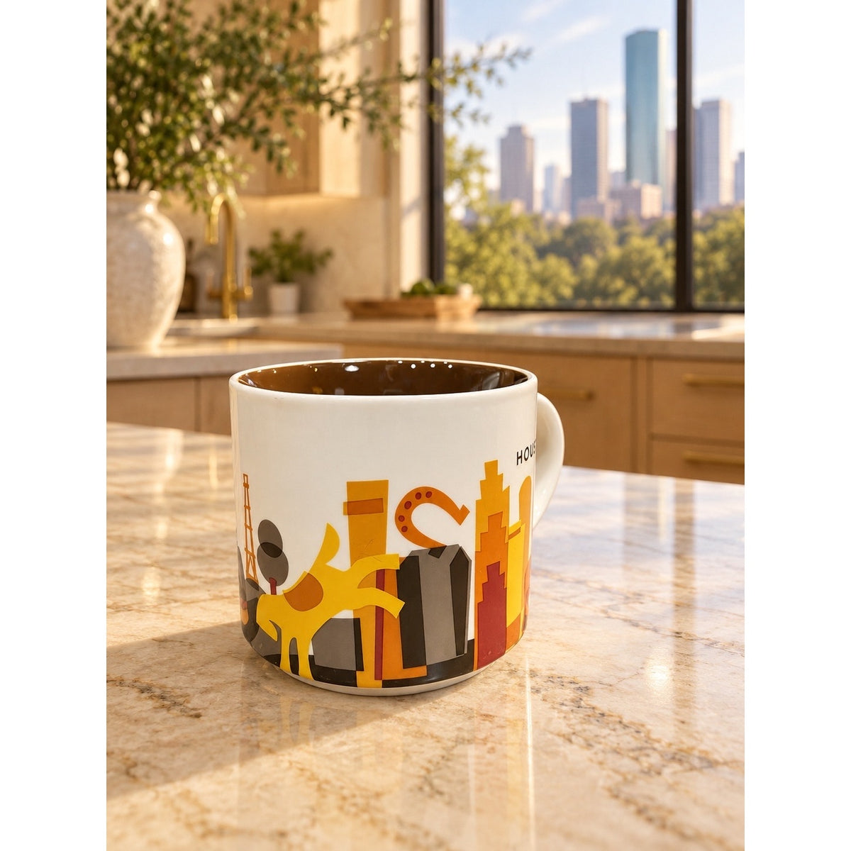 Starbucks Houston You Are Here Series Mug 14 oz Brown Interior