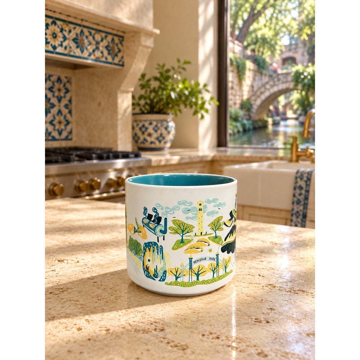 Starbucks San Antonio Discovery Series Mug 14 oz Teal Interior