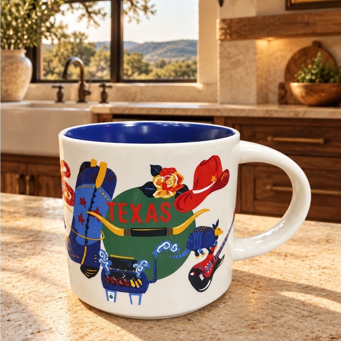 Starbucks Texas Discovery Series Mug 14 oz Cobalt Blue Interior