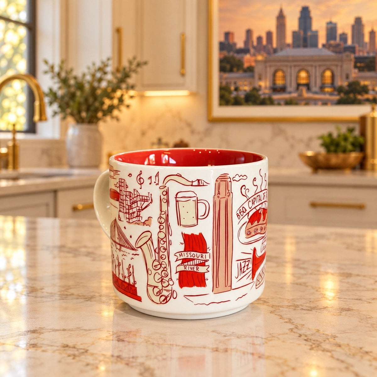Starbucks Kansas City Been There Series 14 oz Mug Red Interior NWT