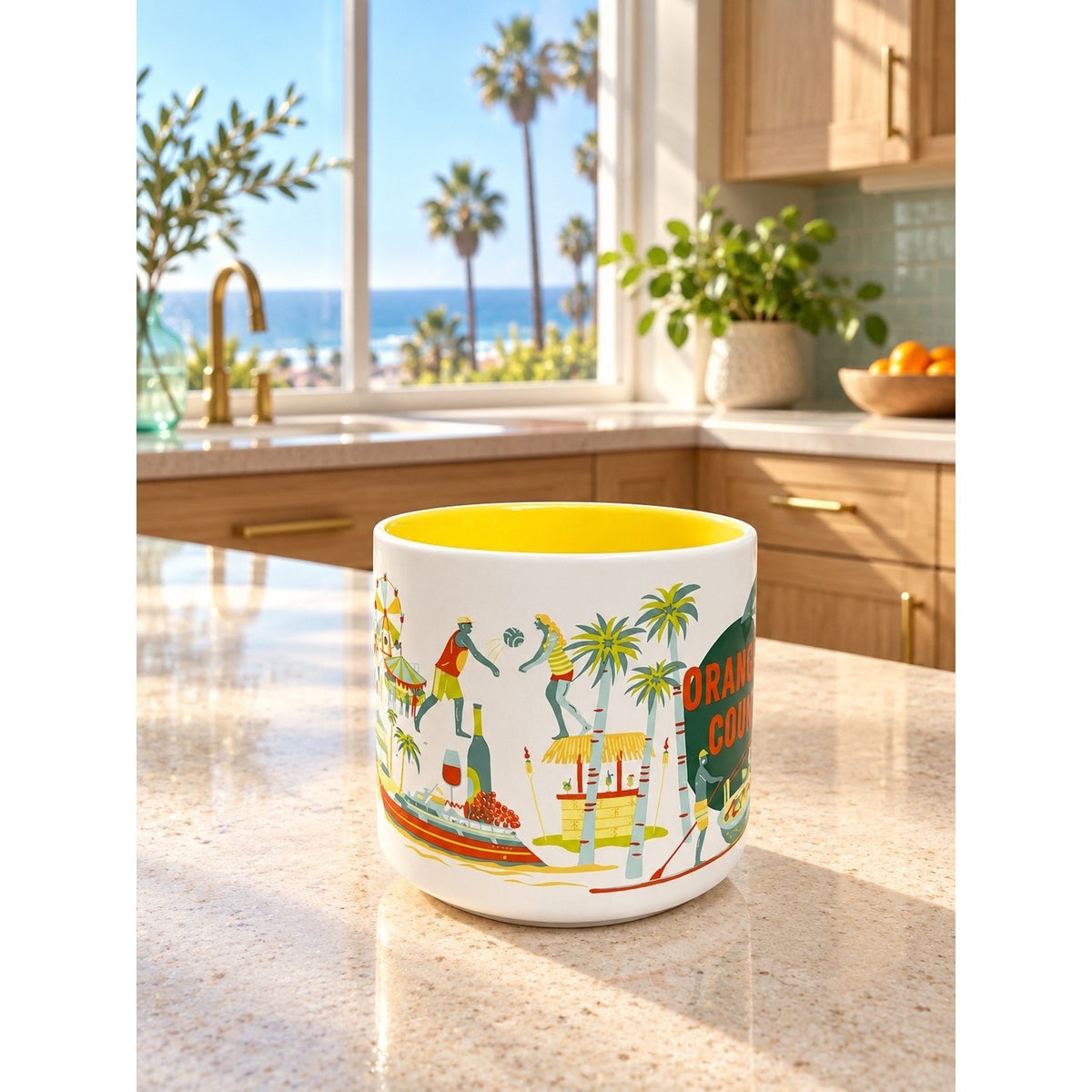 Starbucks Orange County Discovery Series Mug 14 oz Yellow Interior