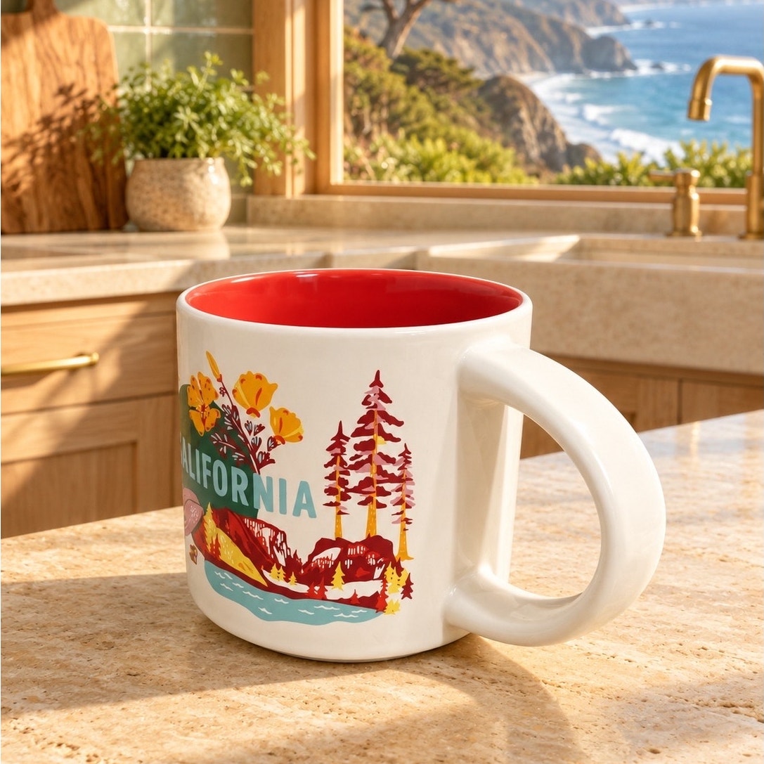 Starbucks California Discovery Series Mug 14 oz Red Interior EUC
