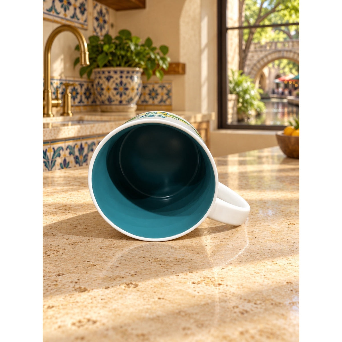 Starbucks San Antonio Discovery Series Mug 14 oz Teal Interior