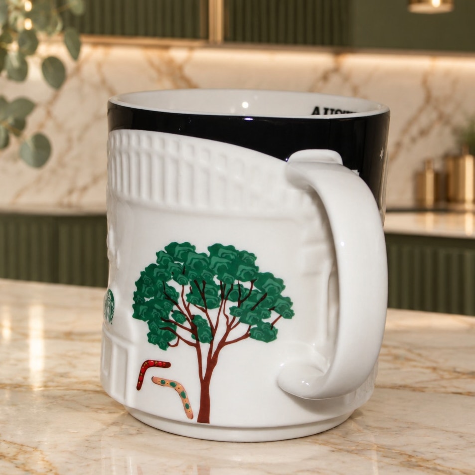 HTF Starbucks Australia 16oz Relief Mug Kangaroo Opera House EUC