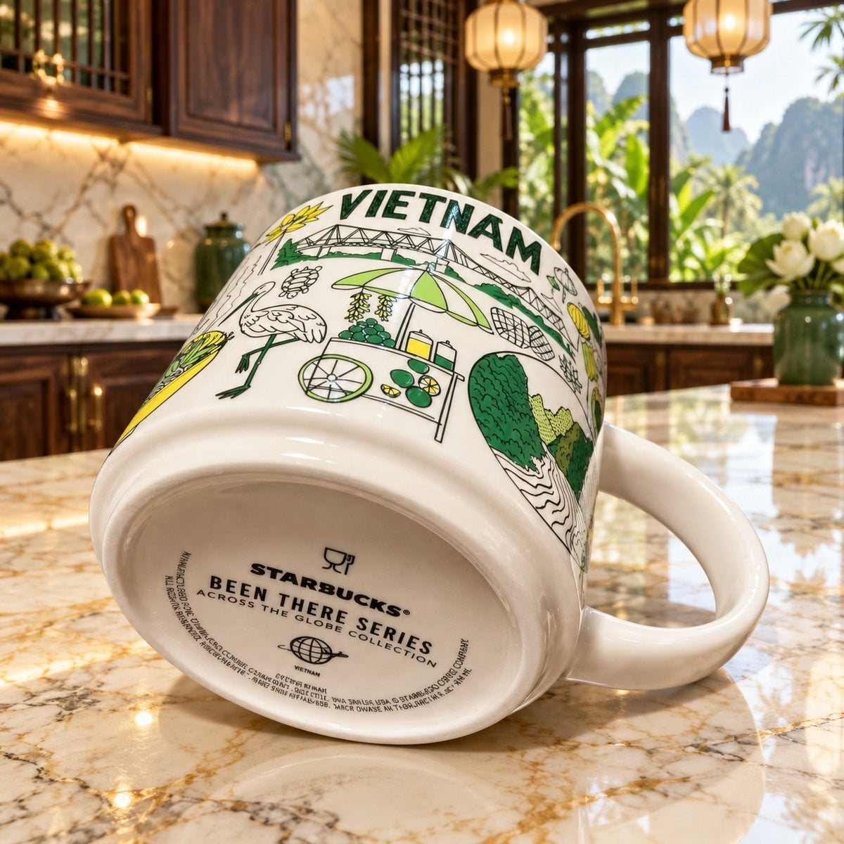 Starbucks Vietnam Been There Series Ceramic Mug Green Interior