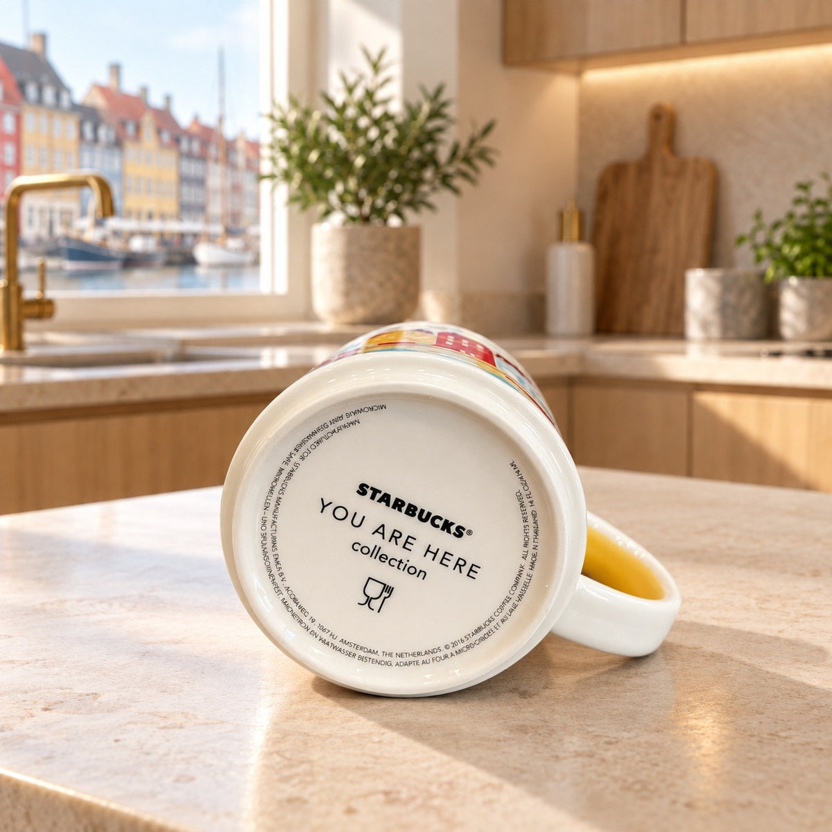 Starbucks Copenhagen You Are Here Mug 14 Oz Denmark Yellow Interior YAH