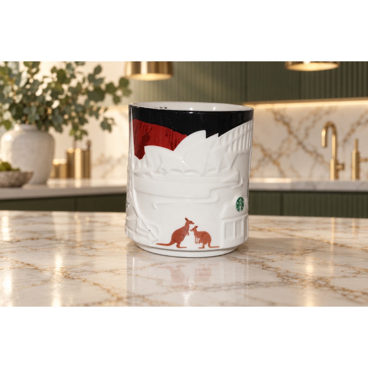 HTF Starbucks Australia 16oz Relief Mug Kangaroo Opera House EUC