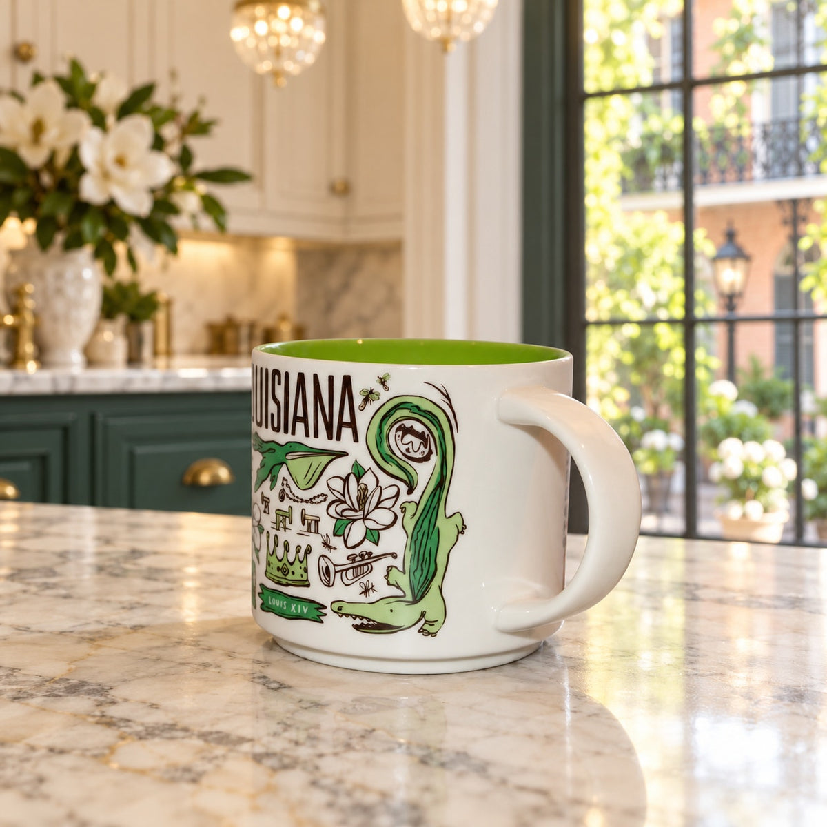 Starbucks Louisiana Been There Series Green Interior 14 oz Coffee Mug