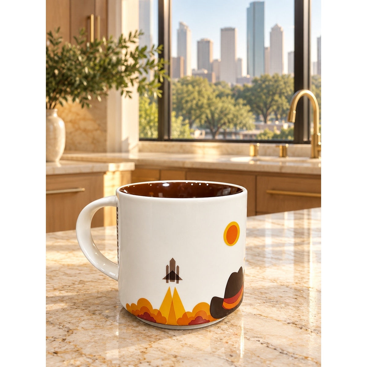 Starbucks Houston You Are Here Series Mug 14 oz Brown Interior